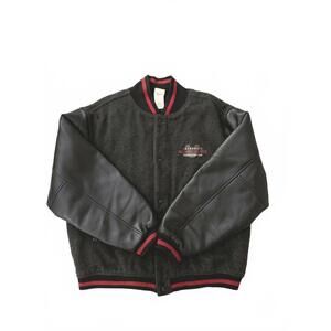 Men's Mickey Mouse Varsity Jacket with Leather Sleeves Size M